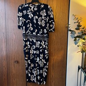 Forties-style blue dress